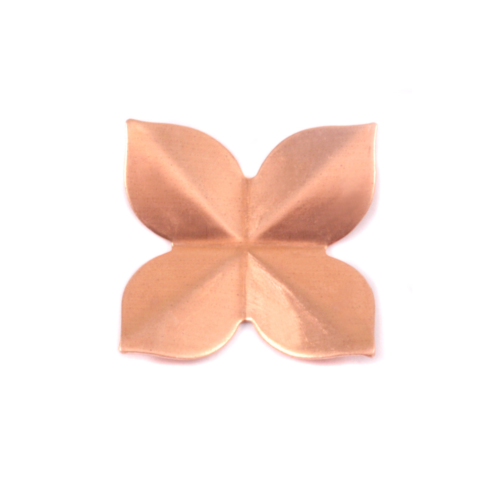 Metal Stamping Blanks Copper Folded Flower with 4 Petals, 20mm (.79"), 24g, Pack of 4